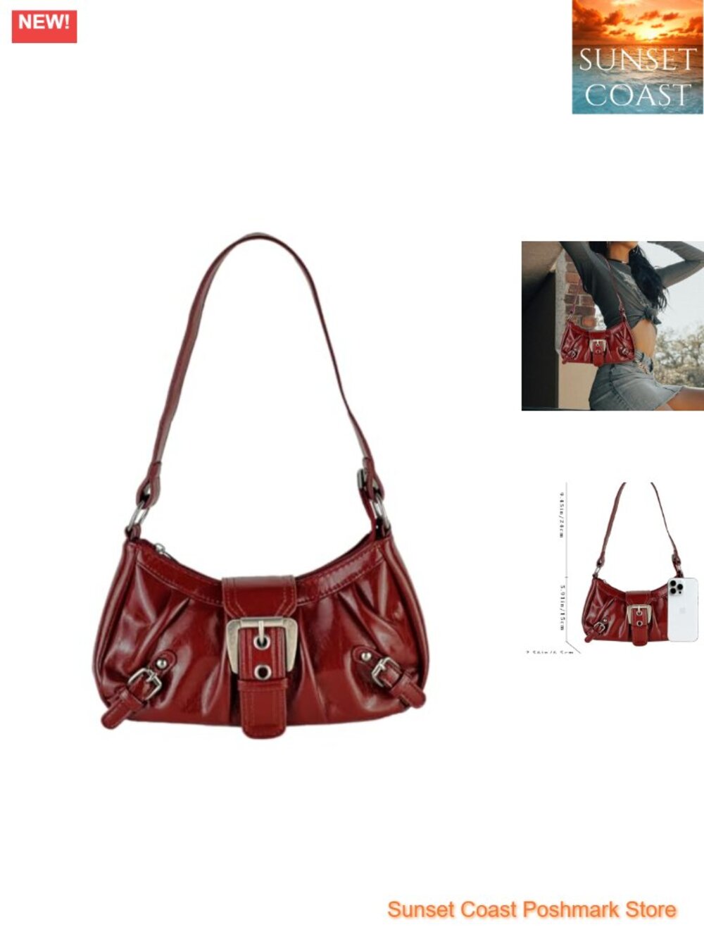 Vegan Leather Y2K Crescent Hobo Shoulder Bag Small Retro Purse